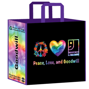 Goodwill branded reusable shopping bag, Peace/Boho